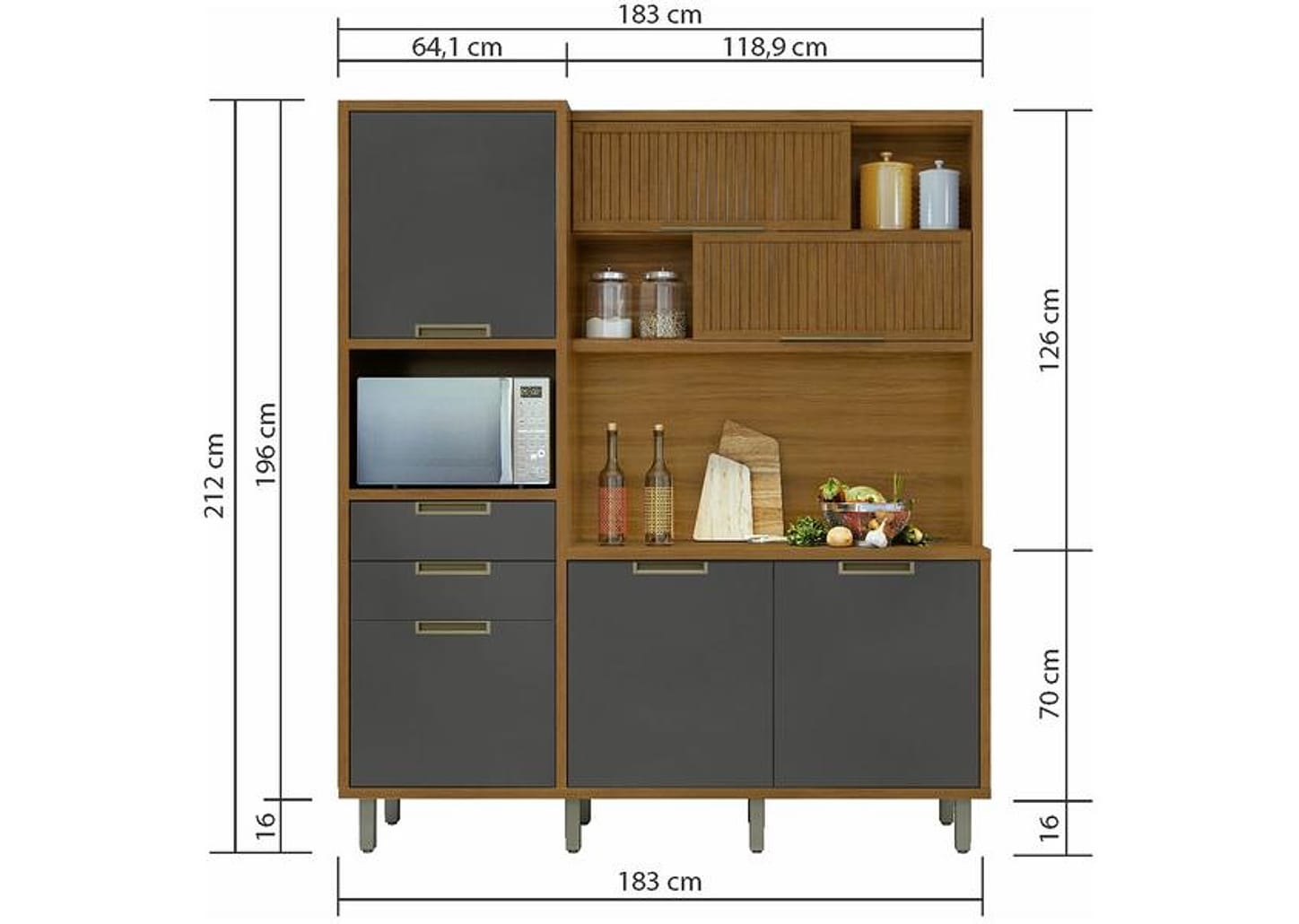 Cozinha Completa Nesher Imperatriz 6 Portas 2 Gavetas 100% MDF