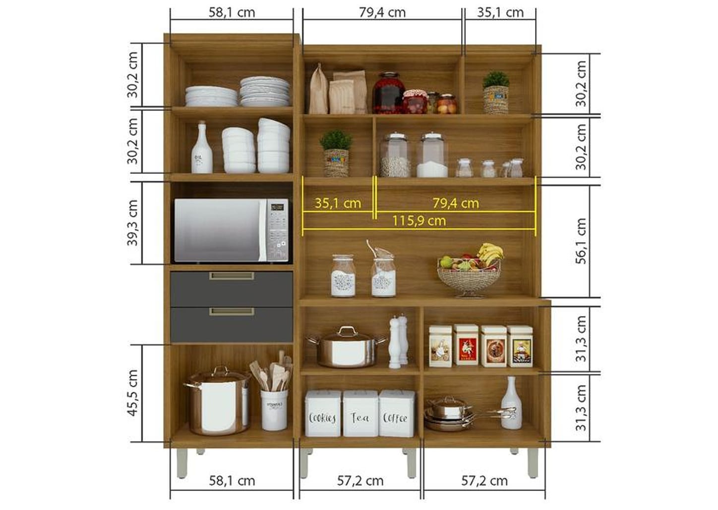 Cozinha Completa Nesher Imperatriz 6 Portas 2 Gavetas 100% MDF