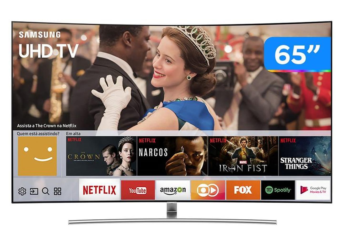 Smart TV 65” 4K QLED Samsung QN65Q8CAMGXZD - Curva Wi-Fi 4 HDMI 3 USB