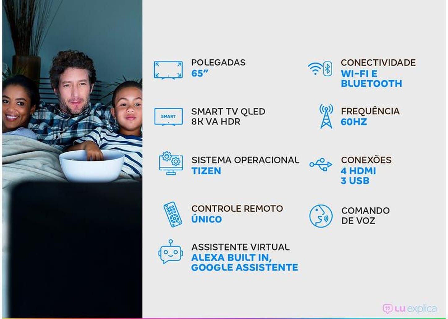 Smart TV 65” 8K NEO QLED Mini LED Samsung - QN65QN700AGXZD VA 60Hz Wi-Fi Bluetooth 4 HDMI