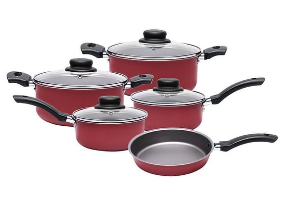 Jogo de Panelas Brinox Antiaderente de Alumínio - Vermelho 5 Peças Pepper