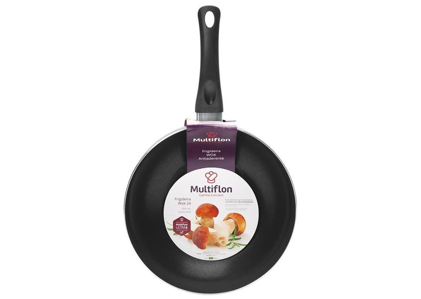 Frigideira Antiaderente Multiflon Alumínio Wok - Gourmet Vapore Preta 24cm