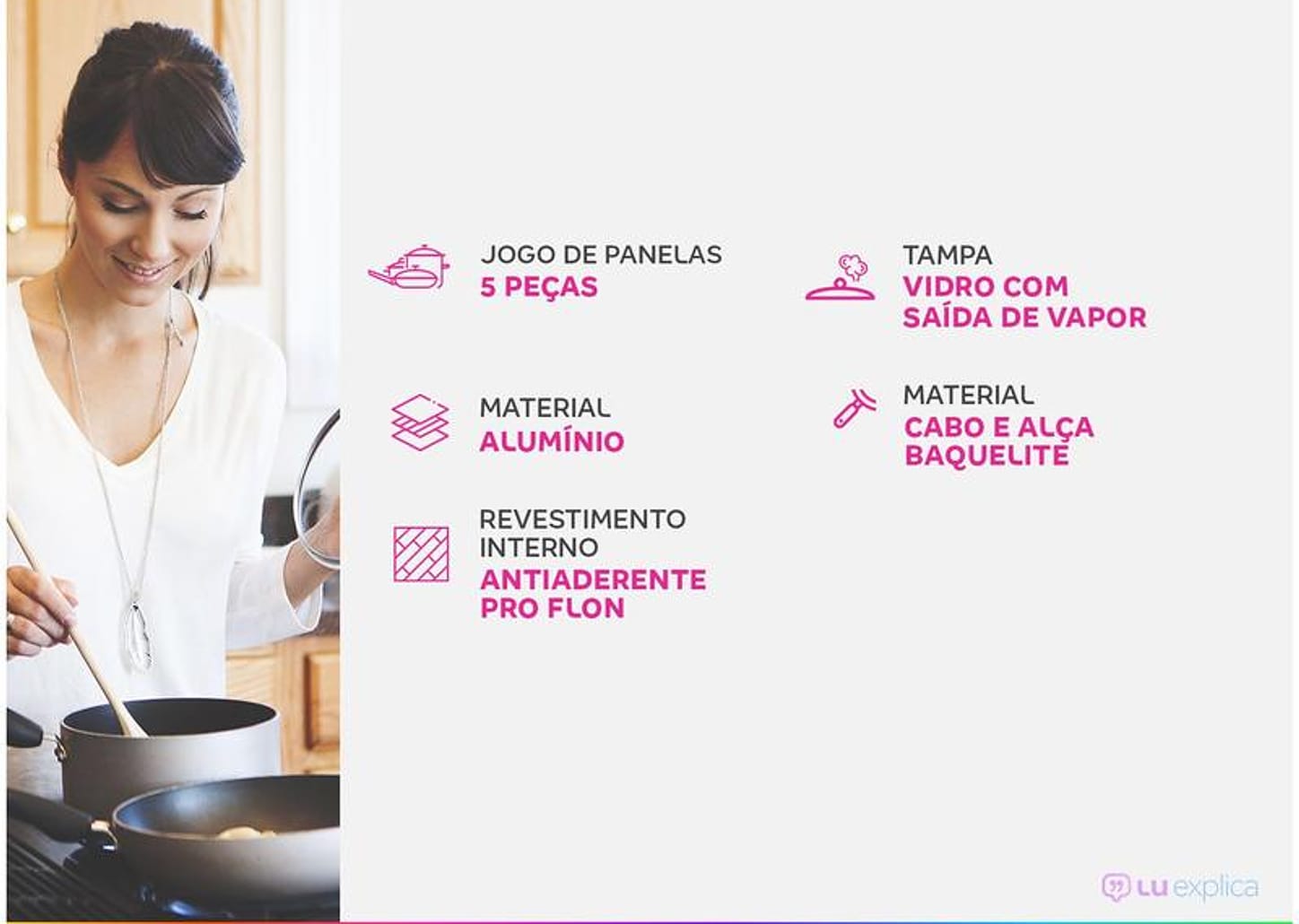 Jogo de Panelas Brinox Antiaderente de Alumínio - Vermelho 5 Peças Pepper