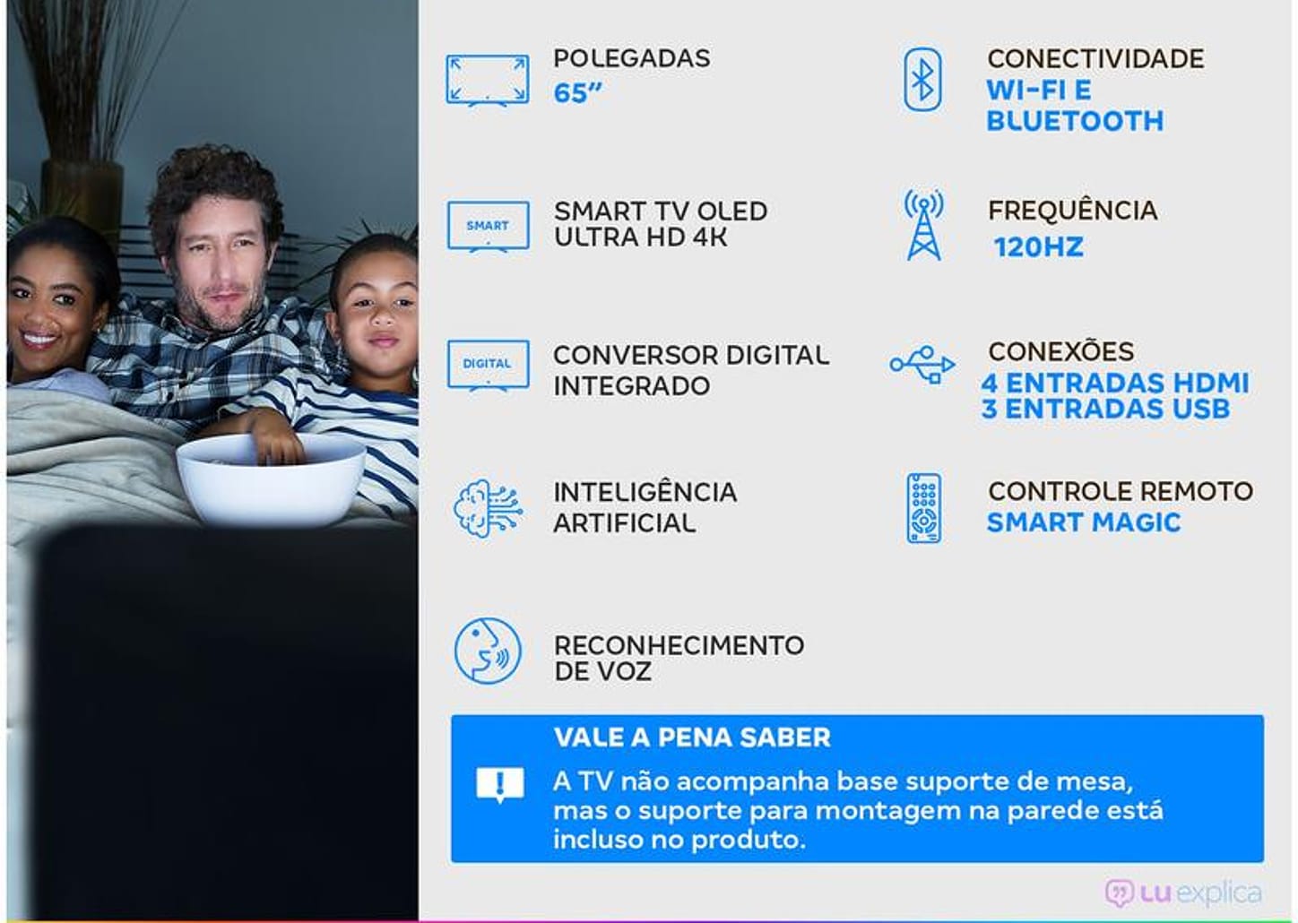 Smart TV Ultra HD 4K OLED 65” LG OLED65GXPSA - Wi-Fi Bluetooth Inteligência Artificial 4 HDMI 3 U