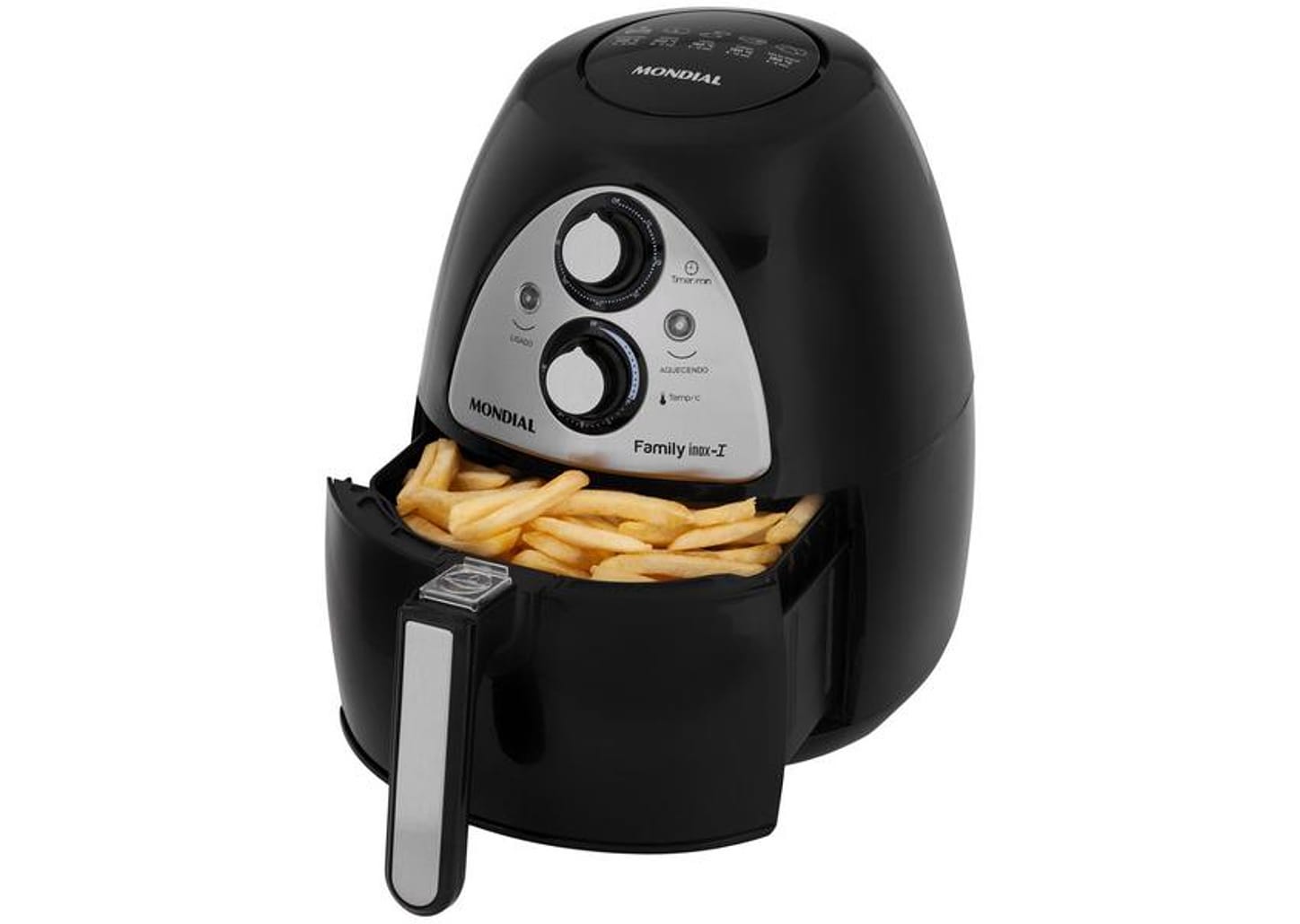 Fritadeira Elétrica sem Óleo/Air Fryer Mondial - Family Inox I 4L com Timer