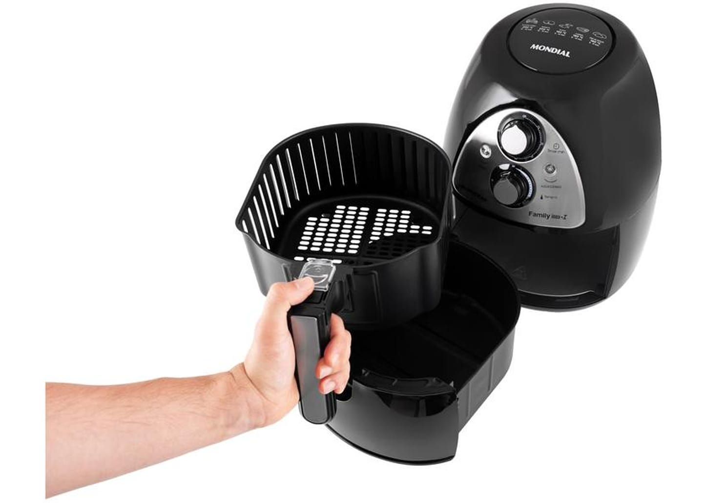 Fritadeira Elétrica sem Óleo/Air Fryer Mondial - Family Inox I 4L com Timer