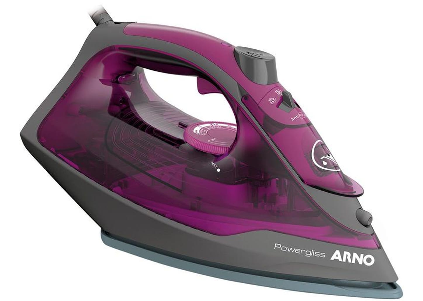 Ferro de Passar Roupa a Vapor e a Seco Arno - Powergliss FPO1 Cinza e Roxo