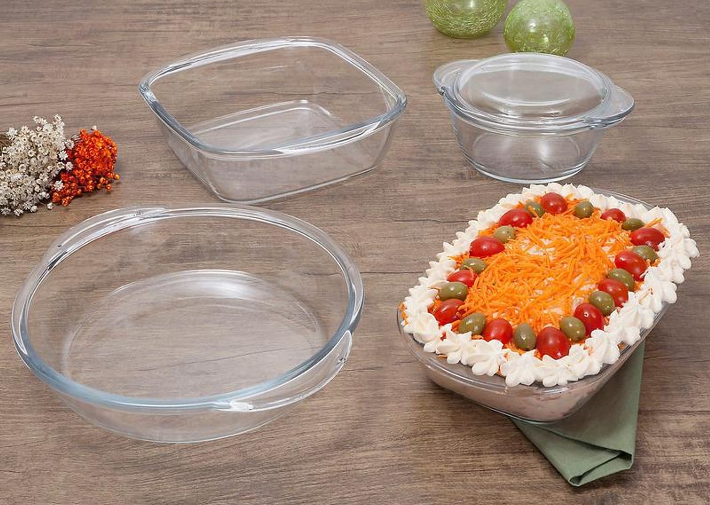 Conjunto de Assadeiras Sempre Quadrada de Vidro 4 Peças 15170200636965