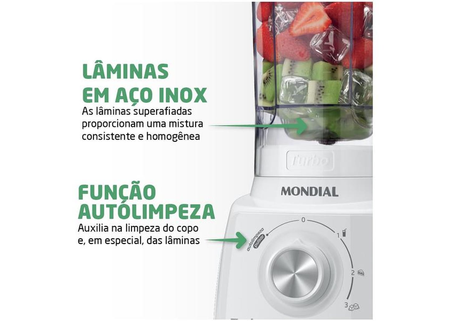 Liquidificador Mondial L-99-WG 2,2L Branco e Cinza com Filtro 3 Velocidades 550W