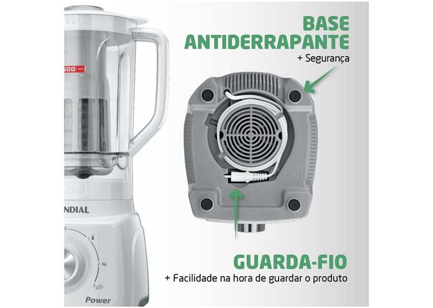 Liquidificador Mondial L-99-WG 2,2L Branco e Cinza com Filtro 3 Velocidades 550W