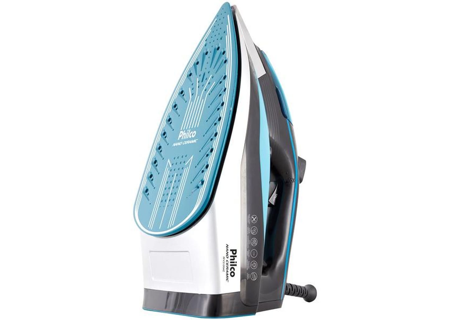 Ferro de Passar Roupa a Vapor Philco - Nano Ceramic PFV3100AZ Preto e Azul