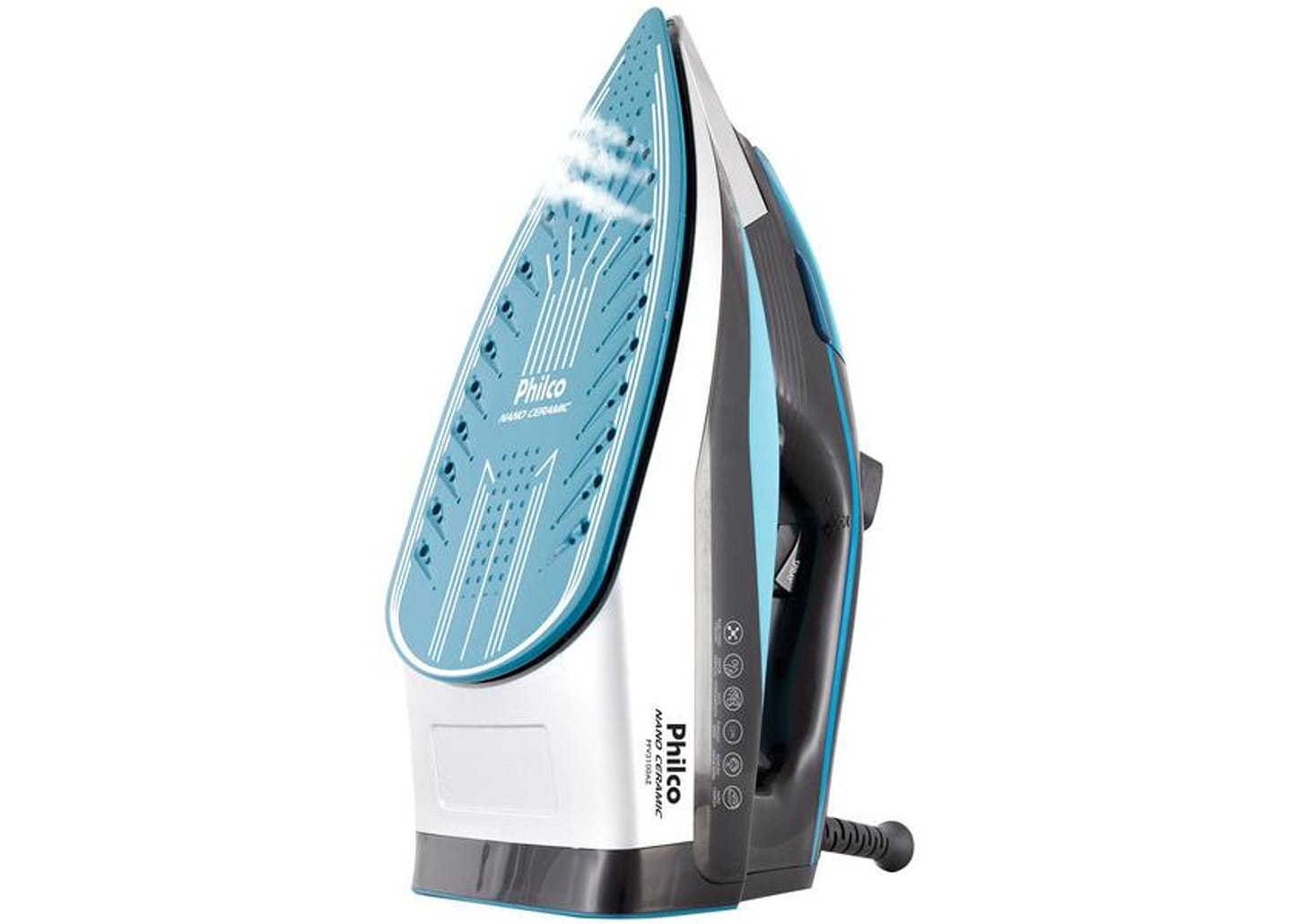 Ferro de Passar Roupa a Vapor Philco - Nano Ceramic PFV3100AZ Preto e Azul