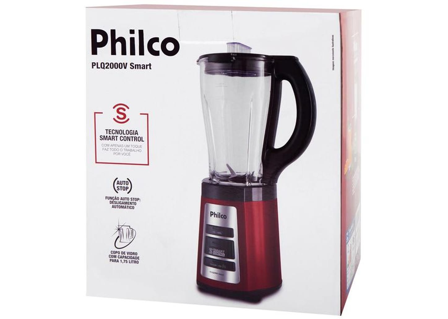Liquidificador Philco PLQ2000 Smart Copo de Vidro - Vermelho 600W