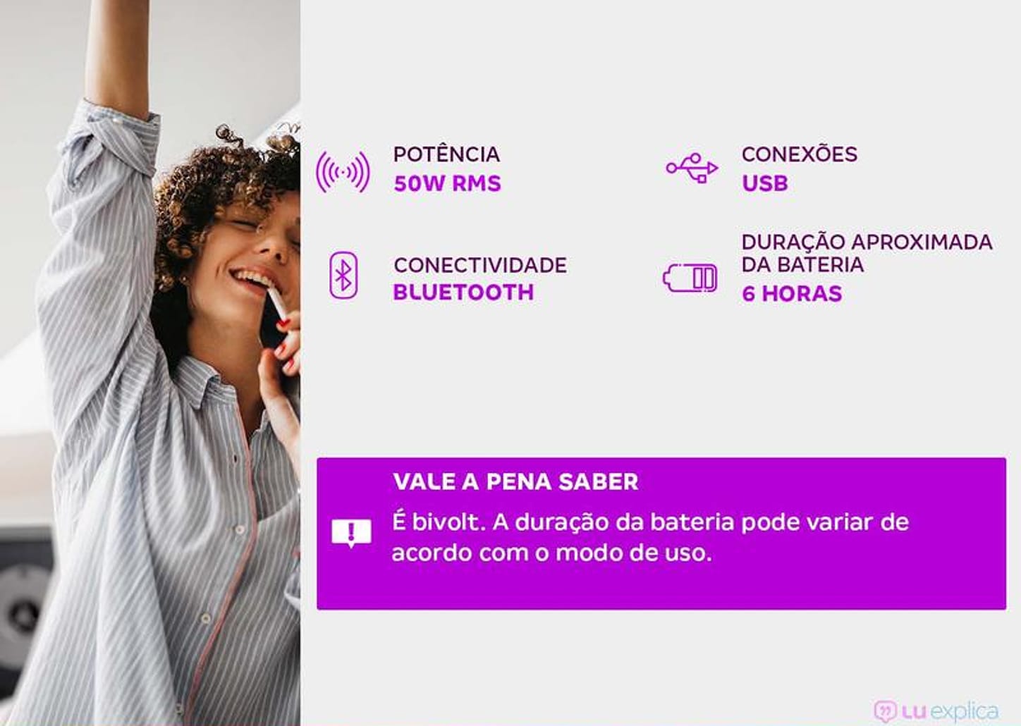 Caixa de Som Gradiente GSP200 Bluetooth - Portátil 50W USB