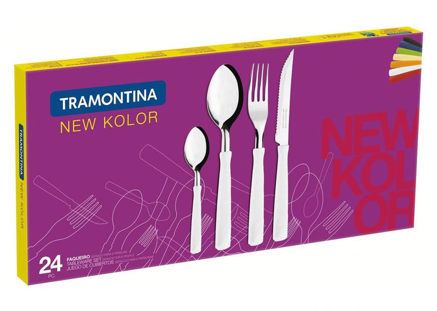 Faqueiro Tramontina Inox New Kolor 24 Peças