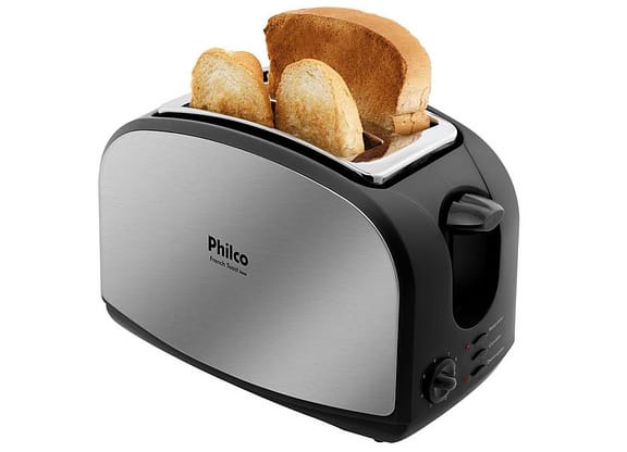 Torradeira Philco Preta French Toast 8 Níveis de Tostagem