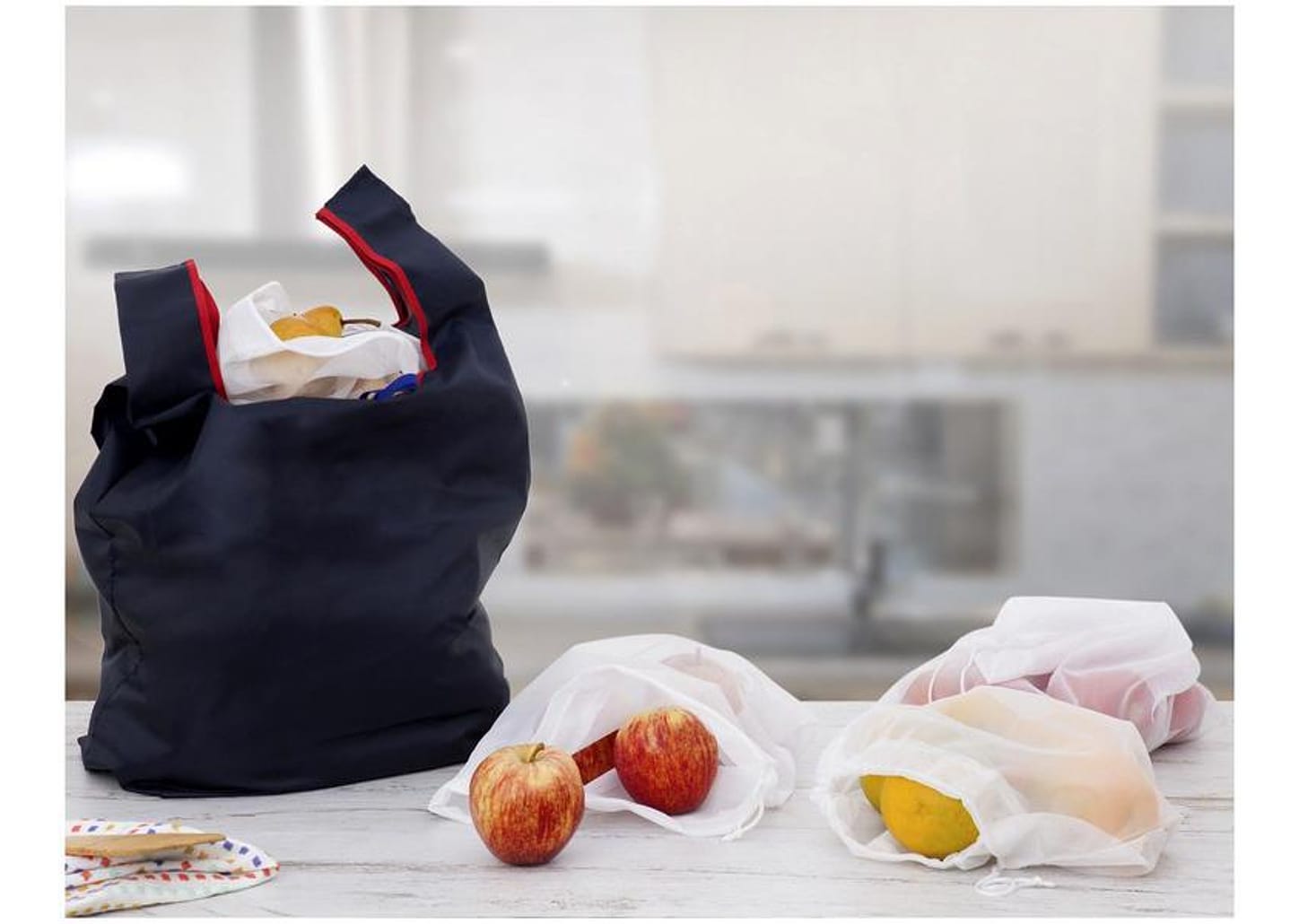 Kit Supermecado Ecobag Juny ML004 - Dobrável e Lavável 4 Sacos 5 Peças