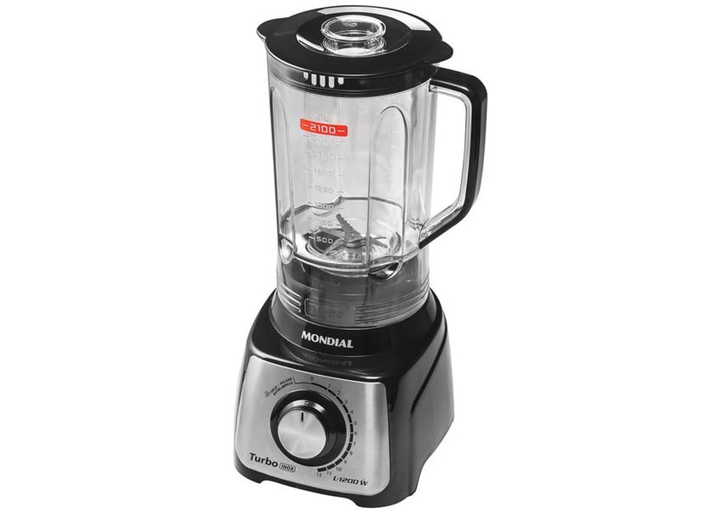Liquidificador Mondial L-1200 BI - Preto Inox com Filtro 12 Velocidades 1200W