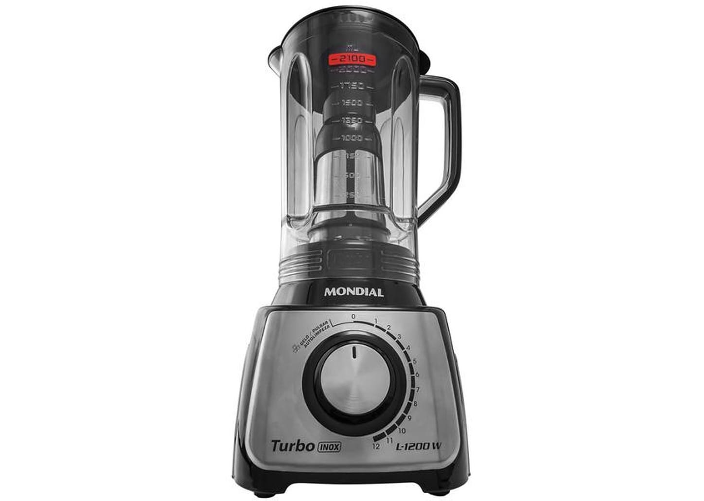 Liquidificador Mondial L-1200 BI - Preto Inox com Filtro 12 Velocidades 1200W