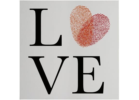Placa Decorativa MDF Tipográficos Love Coração 29x29cm Design Up Living