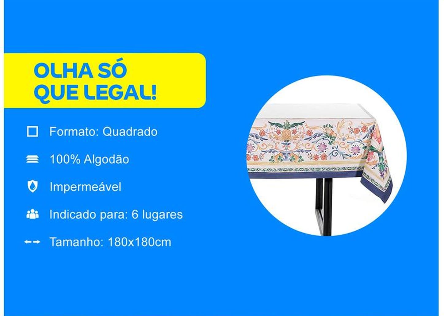 Toalha de Mesa Quadrada Buddemeyer - Impermeável 180x180cm Sicily