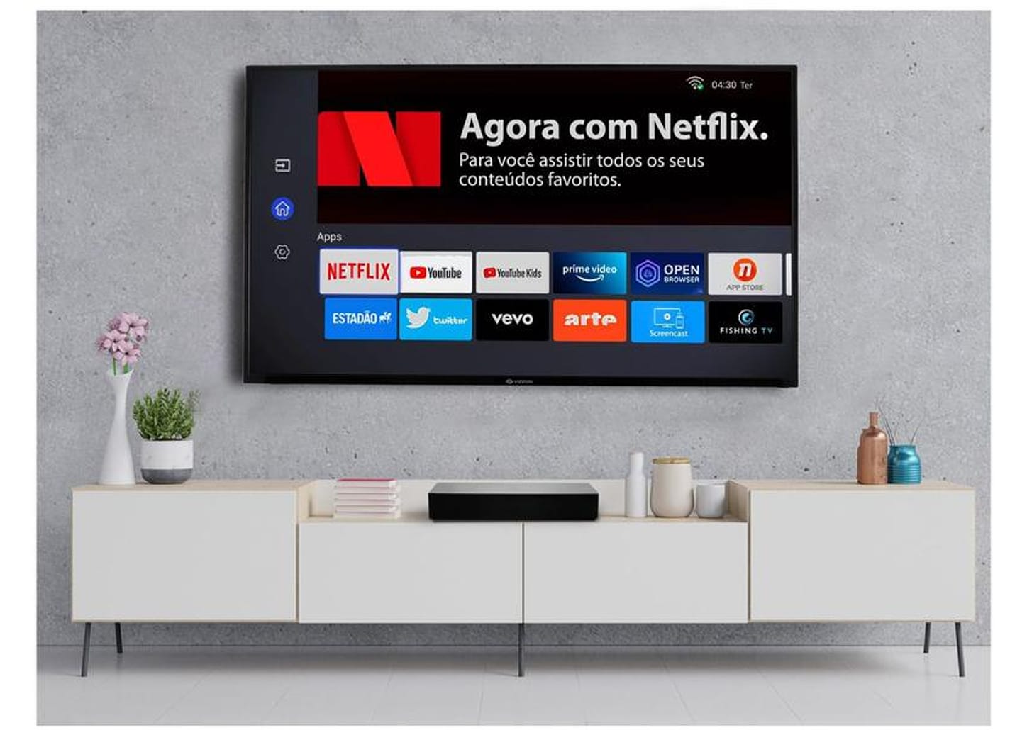 Smart TV 43” Full HD DLED Vizzion LE43DF20 - IPS Wi-Fi 2 HDMI 2 USB