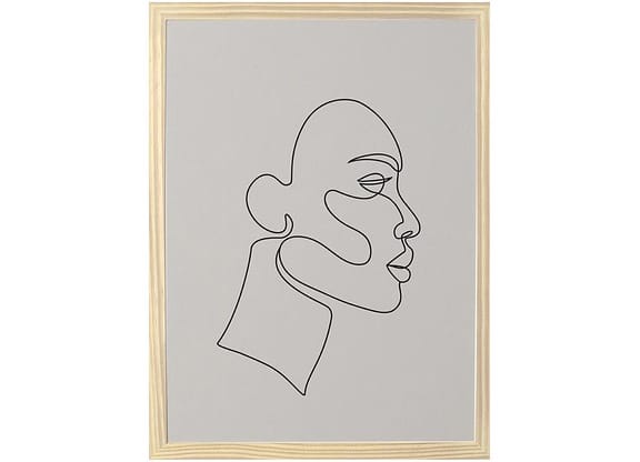 Quadro Decorativo Minimalistas Rosto Linhas 34,5x46,5cm Design Up Living