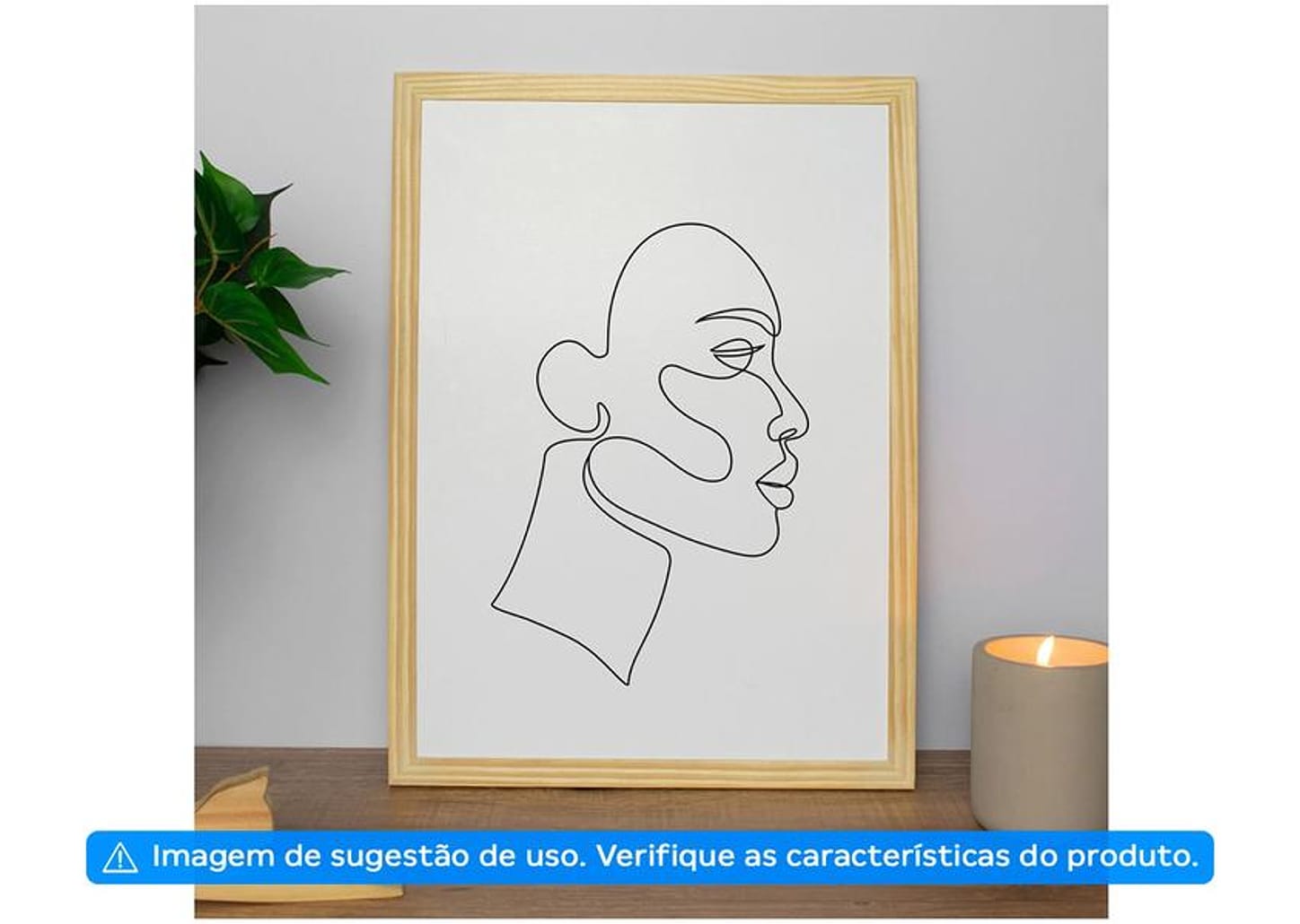 Quadro Decorativo Minimalistas Rosto Linhas 34,5x46,5cm Design Up Living