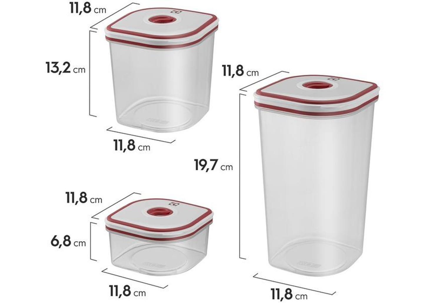 Jogo de Potes de Plástico Hermético Electrolux com Tampa Quadrado 8 Peças