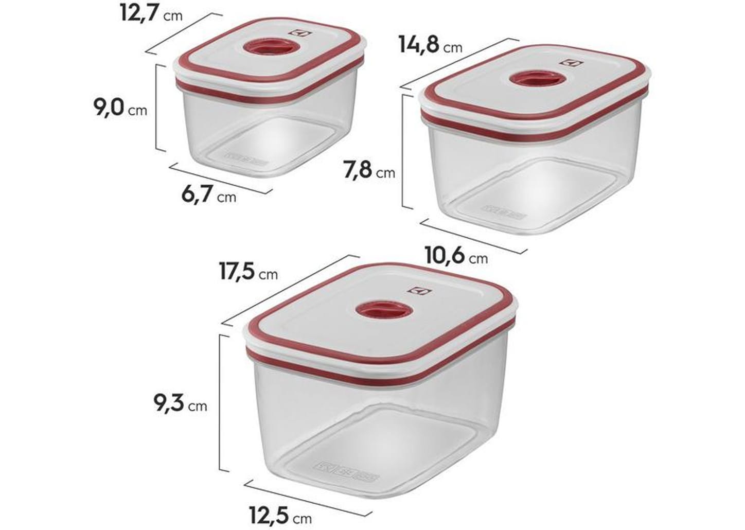 Jogo de Potes de Plástico Hermético Electrolux com Tampa Quadrado 8 Peças