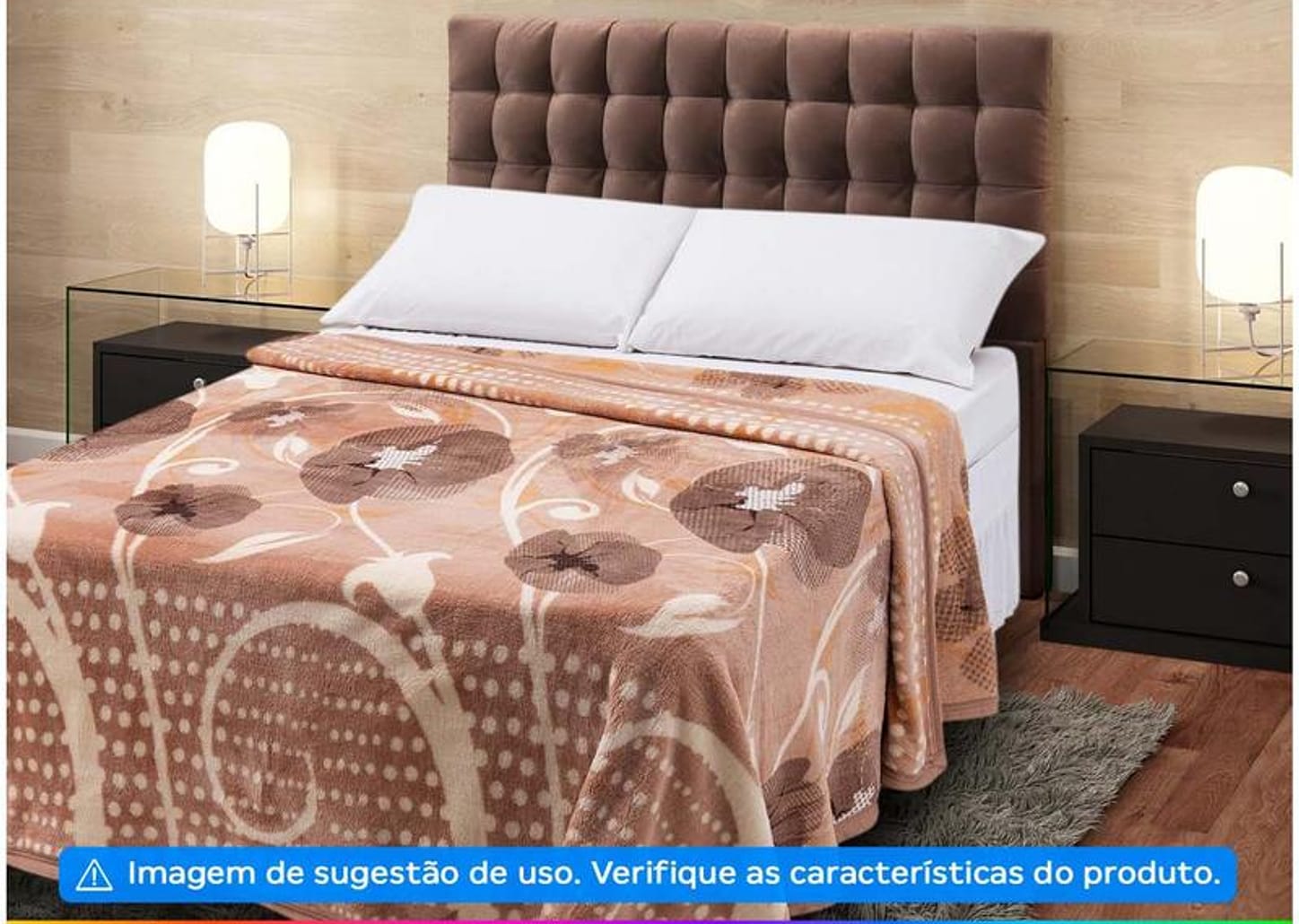 Cobertor Casal Poliéster Dyuri Plus Nilo Bege e Rose