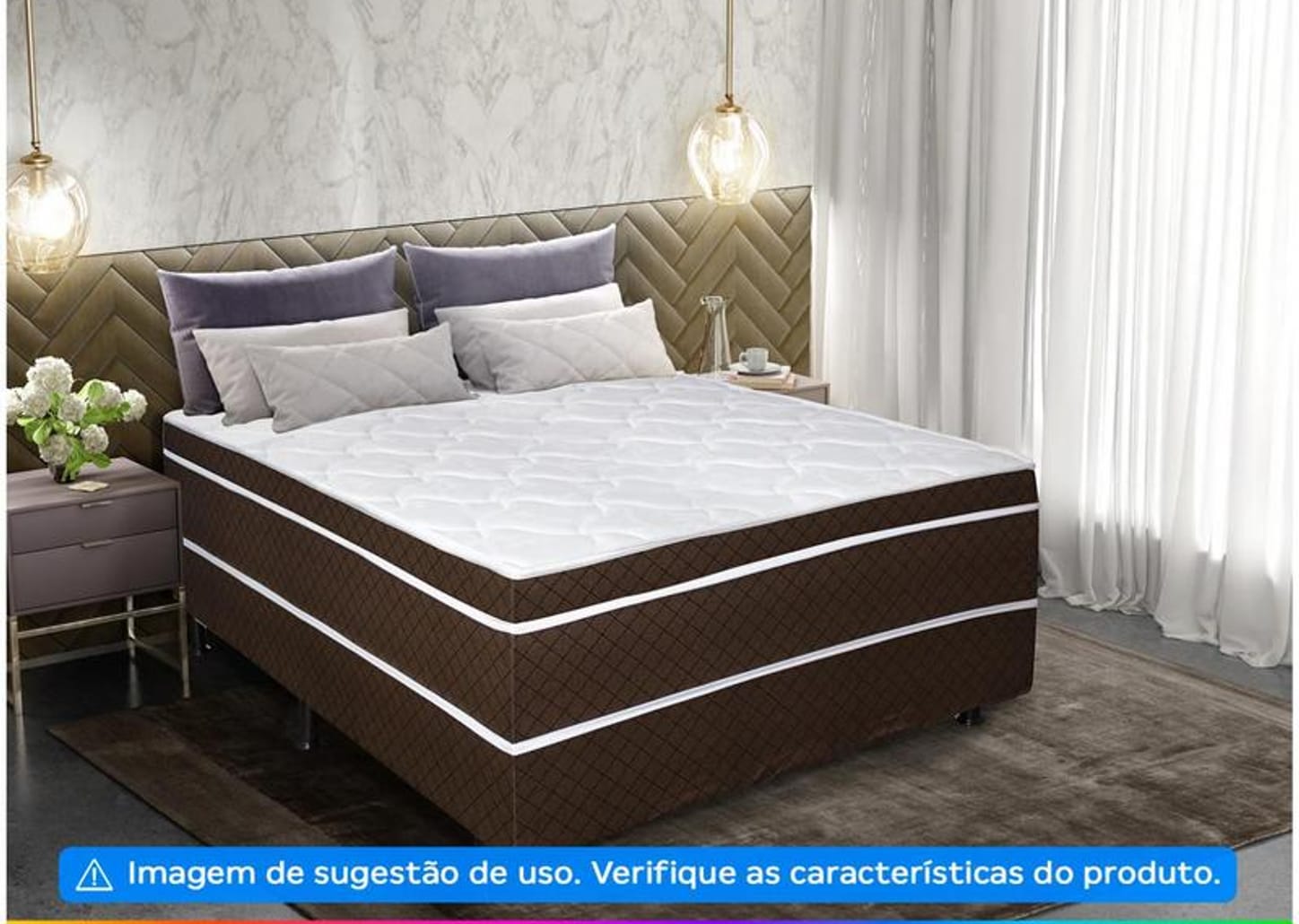 Cama Box Casal Aiam Colchões 54x138x188cm - Girassol