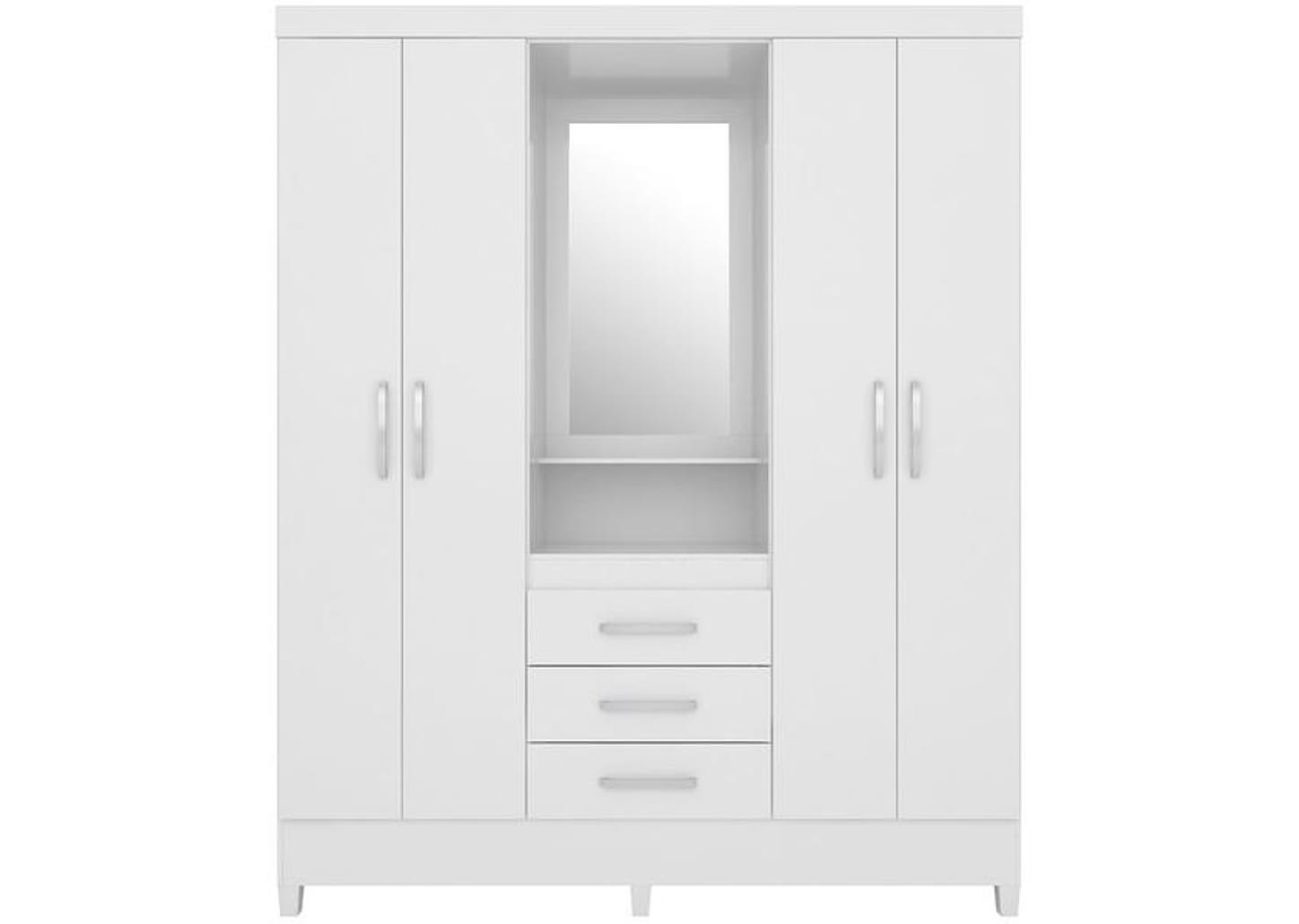 Guarda-roupa Solteiro com Espelho 4 Portas 3 Gavetas com Penteadeira Demóbile Capelinha