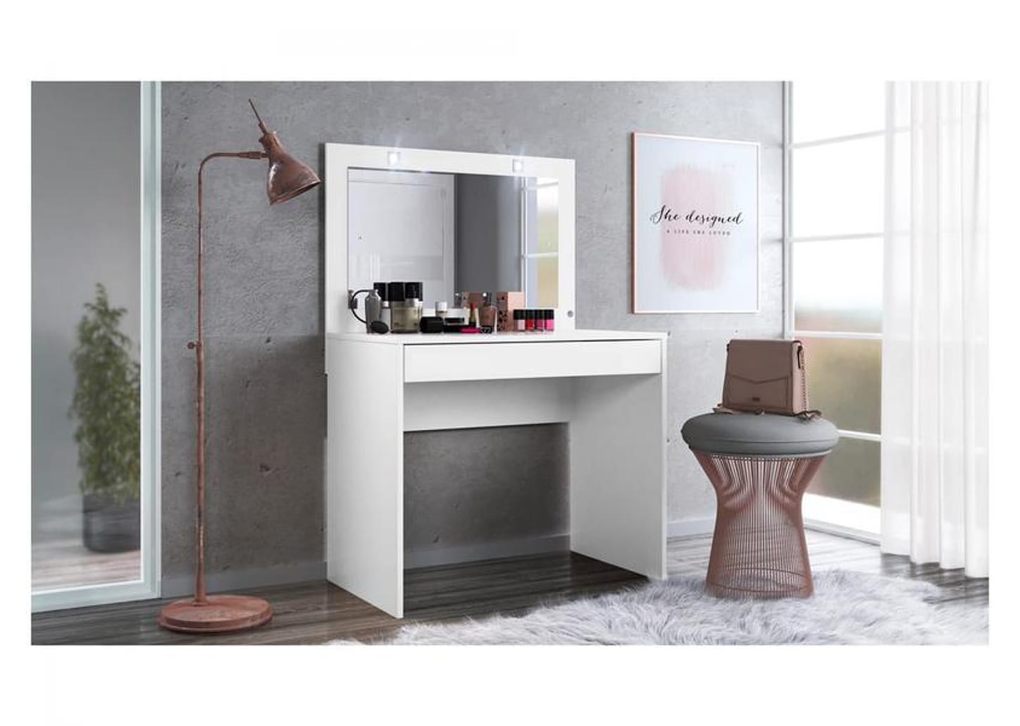 Penteadeira Camarim com Espelho 1 Gaveta - Demóbile Atraente