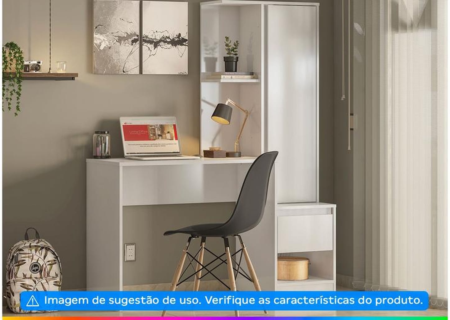 Escrivaninha com Armário 1 Gaveta 1 Prateleira - Demóbile Office Morada