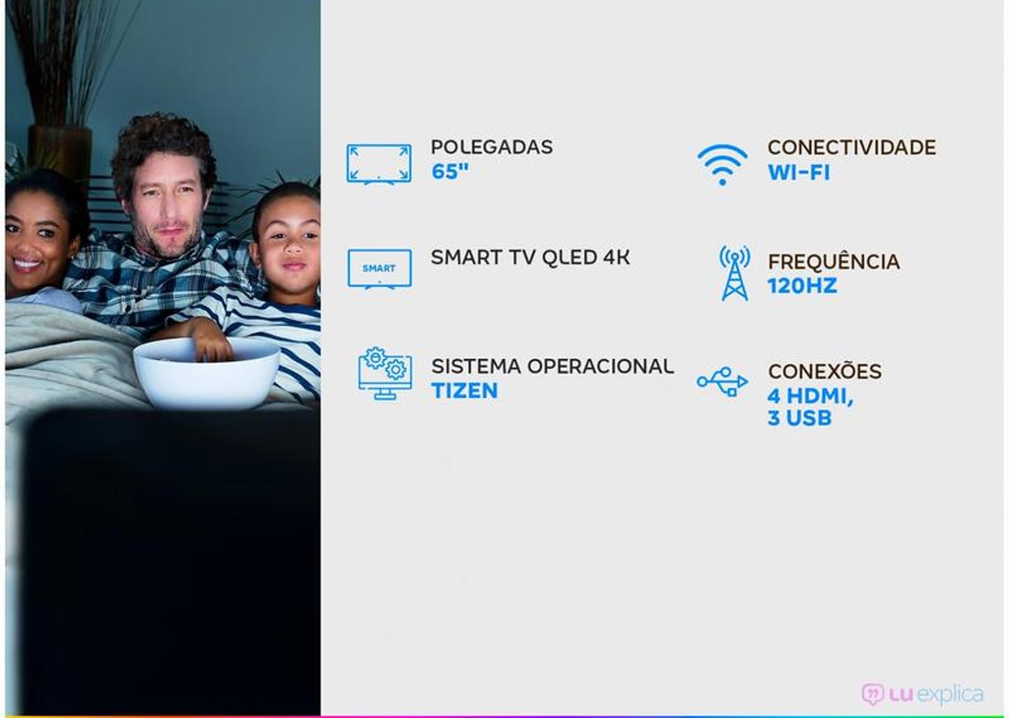 Smart TV 65” 4K QLED Samsung QN65Q7FNAGXZD - Wi-Fi 4 HDMI 3 USB