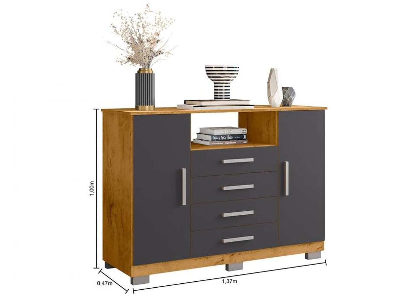 Cômoda 4 Gavetas 2 Portas Araplac Nairóbi