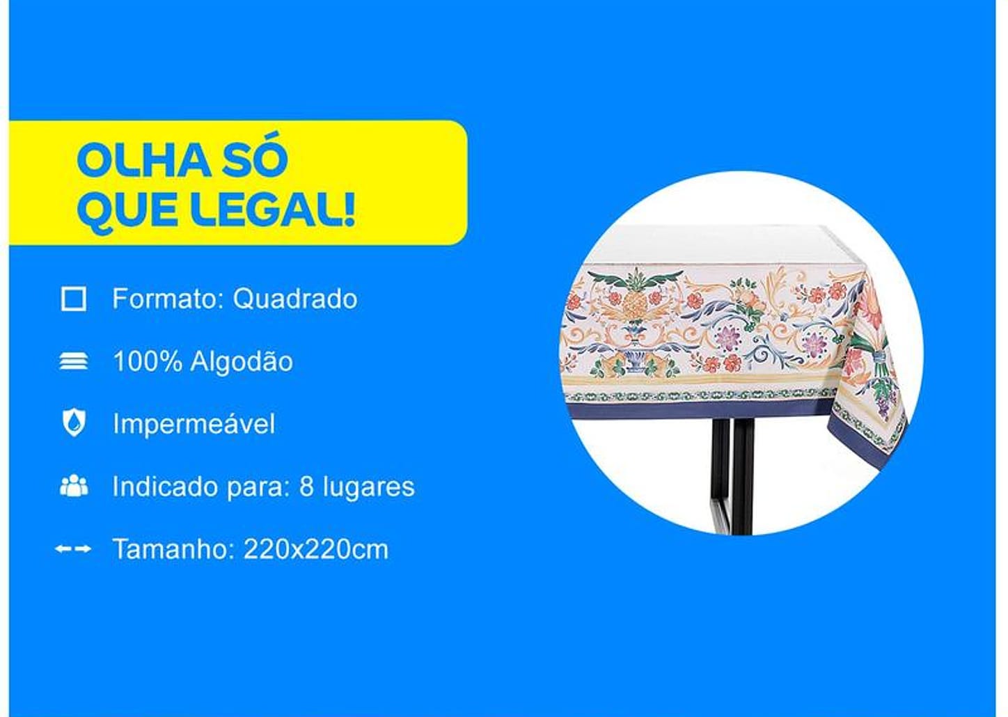 Toalha de Mesa Quadrada Buddemeyer - Impermeável 220x220cm Sicily