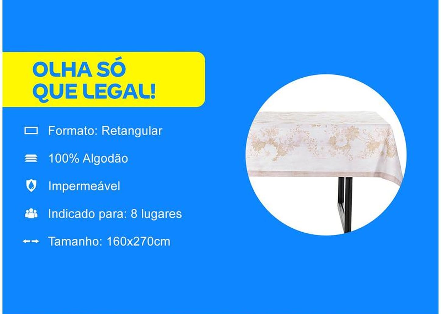 Toalha de Mesa Retangular Buddemeyer - Impermeável Amarelo Ocre 160x270cm Granthan