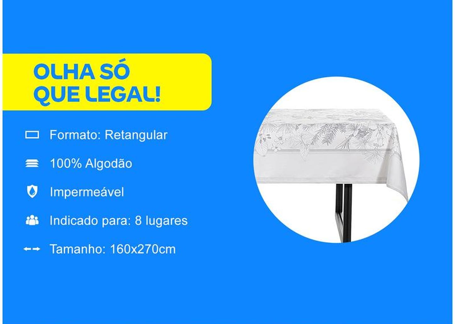 Toalha de Mesa Retangular Buddemeyer - Impermeável Cinza Escuro 160x270cm Leeds