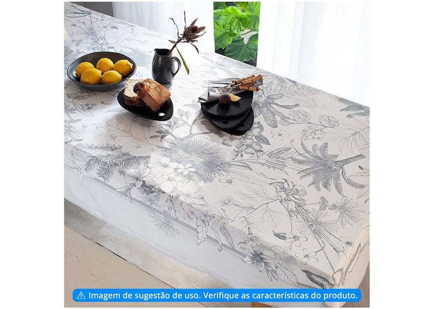 Toalha de Mesa Retangular Buddemeyer - Impermeável Cinza Escuro 160x270cm Leeds