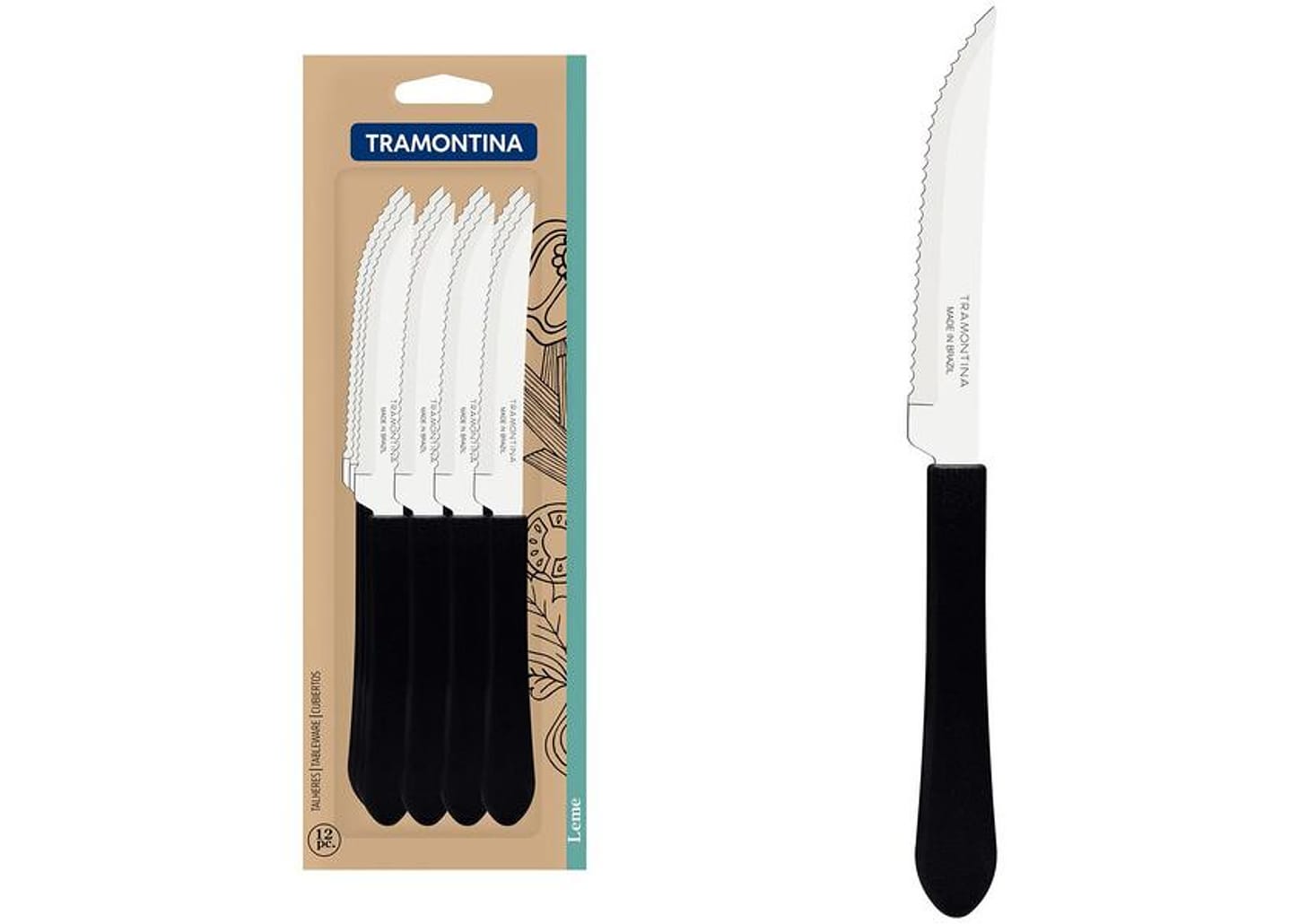 Jogo de Facas para Churrasco Tramontina Inox - Leme 12 Peças