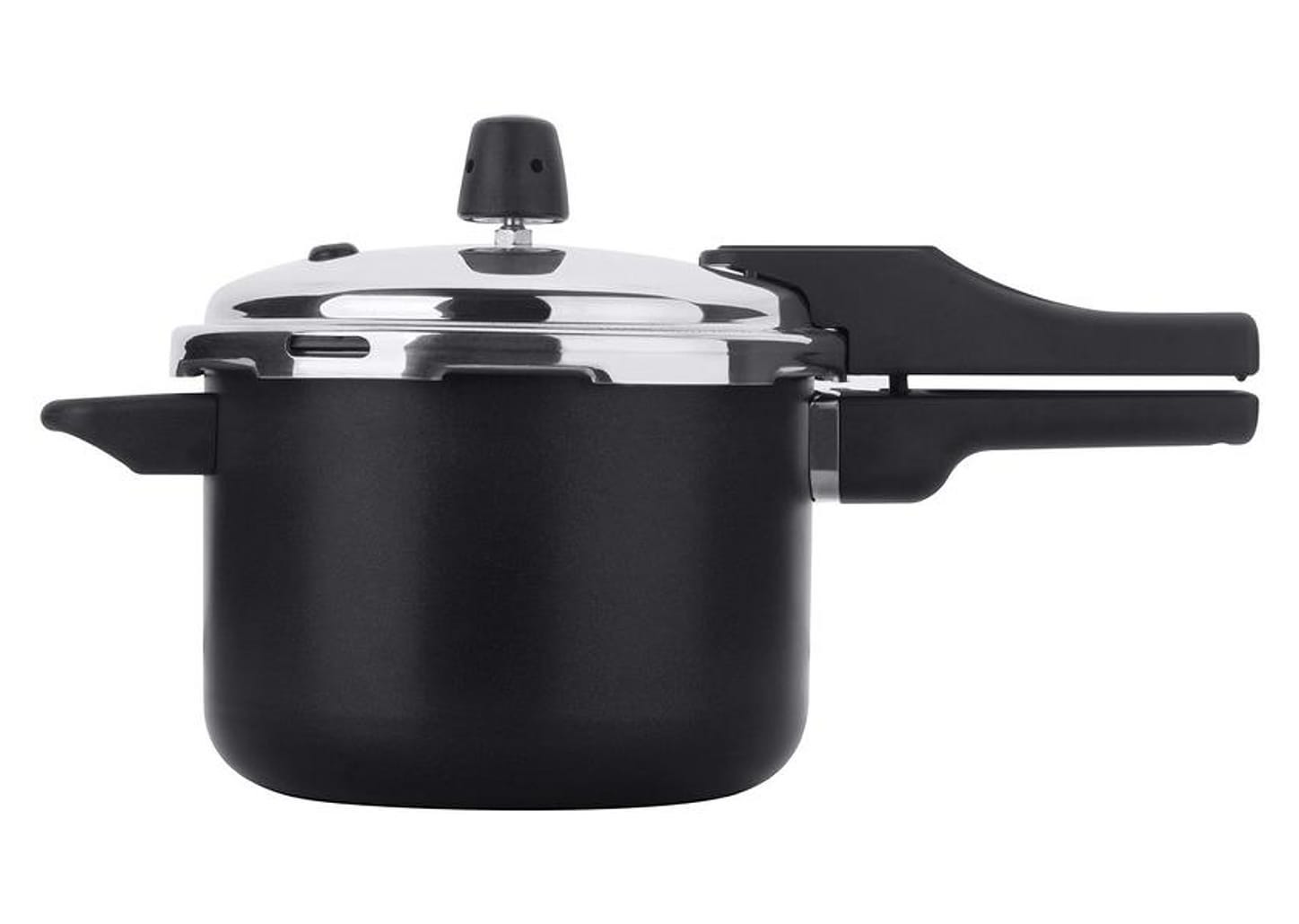 Panela de Pressão Multiflon Antiaderente Preta 4,5L Fechamento Externo Versátil Quartzo