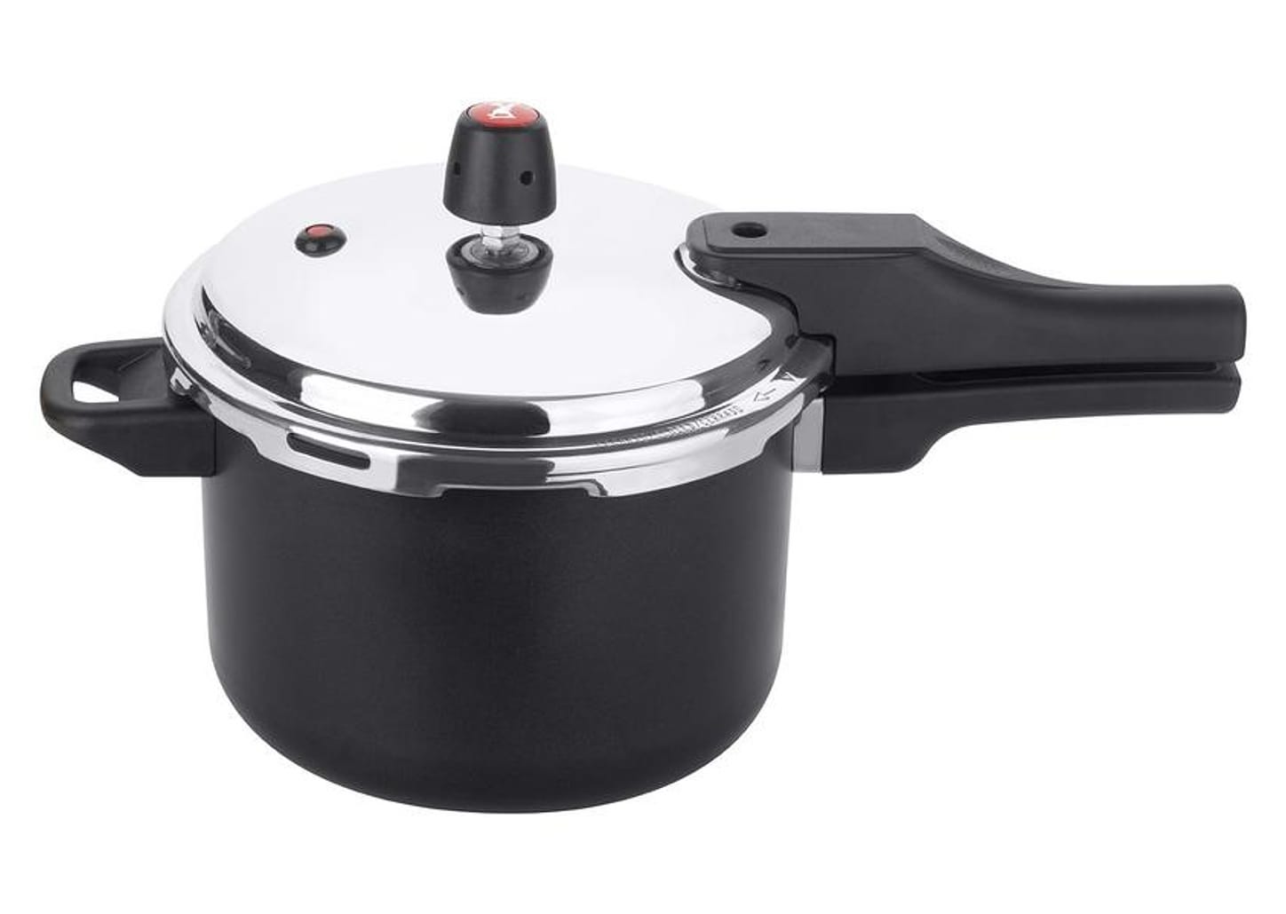 Panela de Pressão Multiflon Antiaderente Preta 4,5L Fechamento Externo Versátil Quartzo