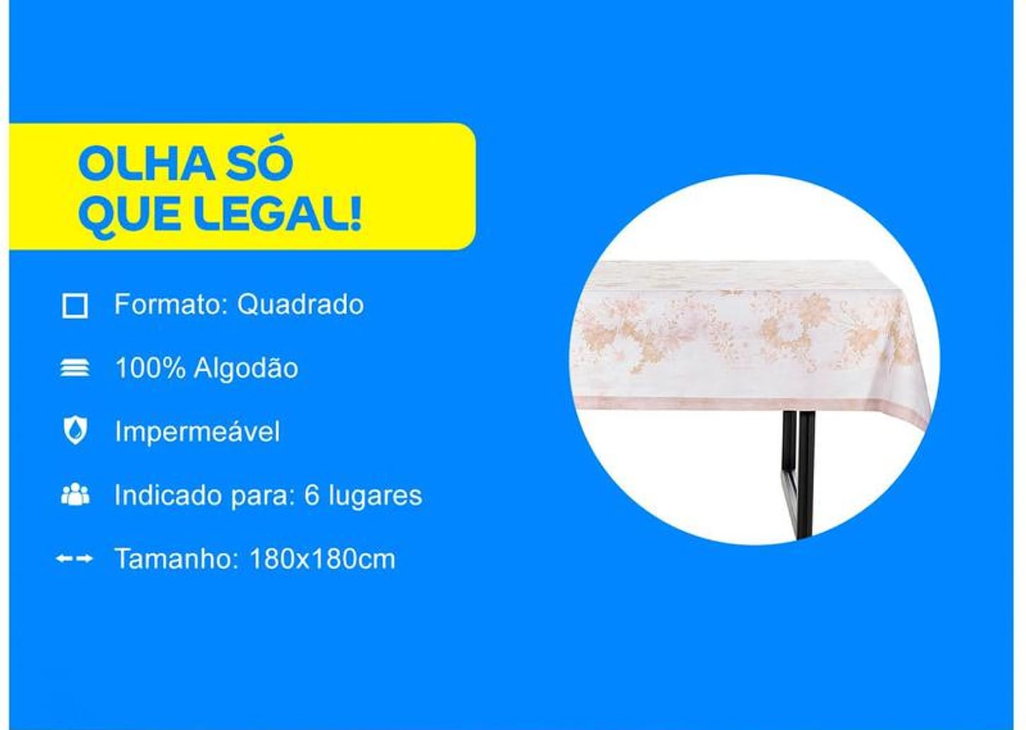 Toalha de Mesa Quadrada Buddemeyer - Impermeável Amarelo Ocre 180x180cm Granthan