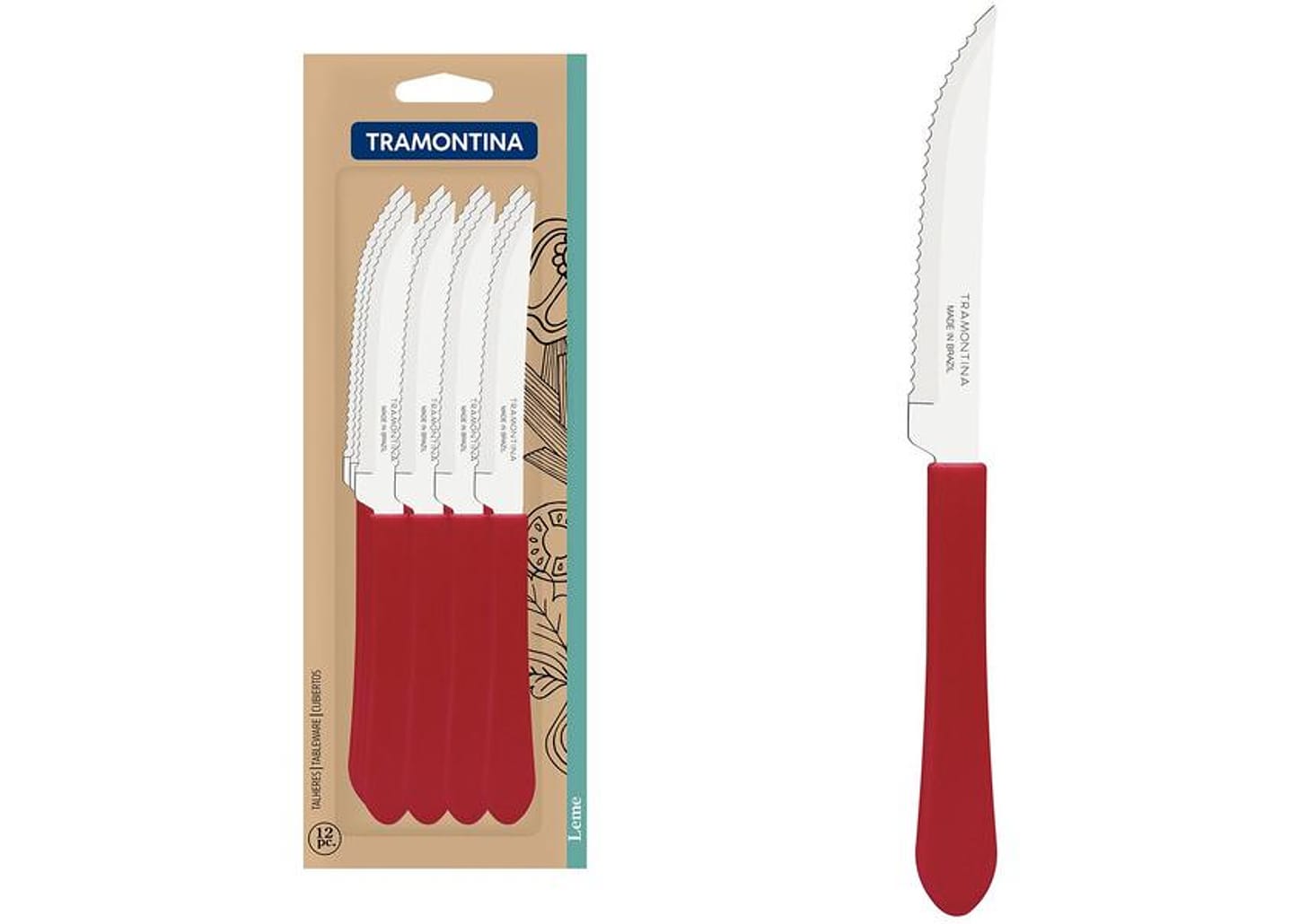 Jogo de Facas para Churrasco Tramontina Inox - Leme 12 Peças