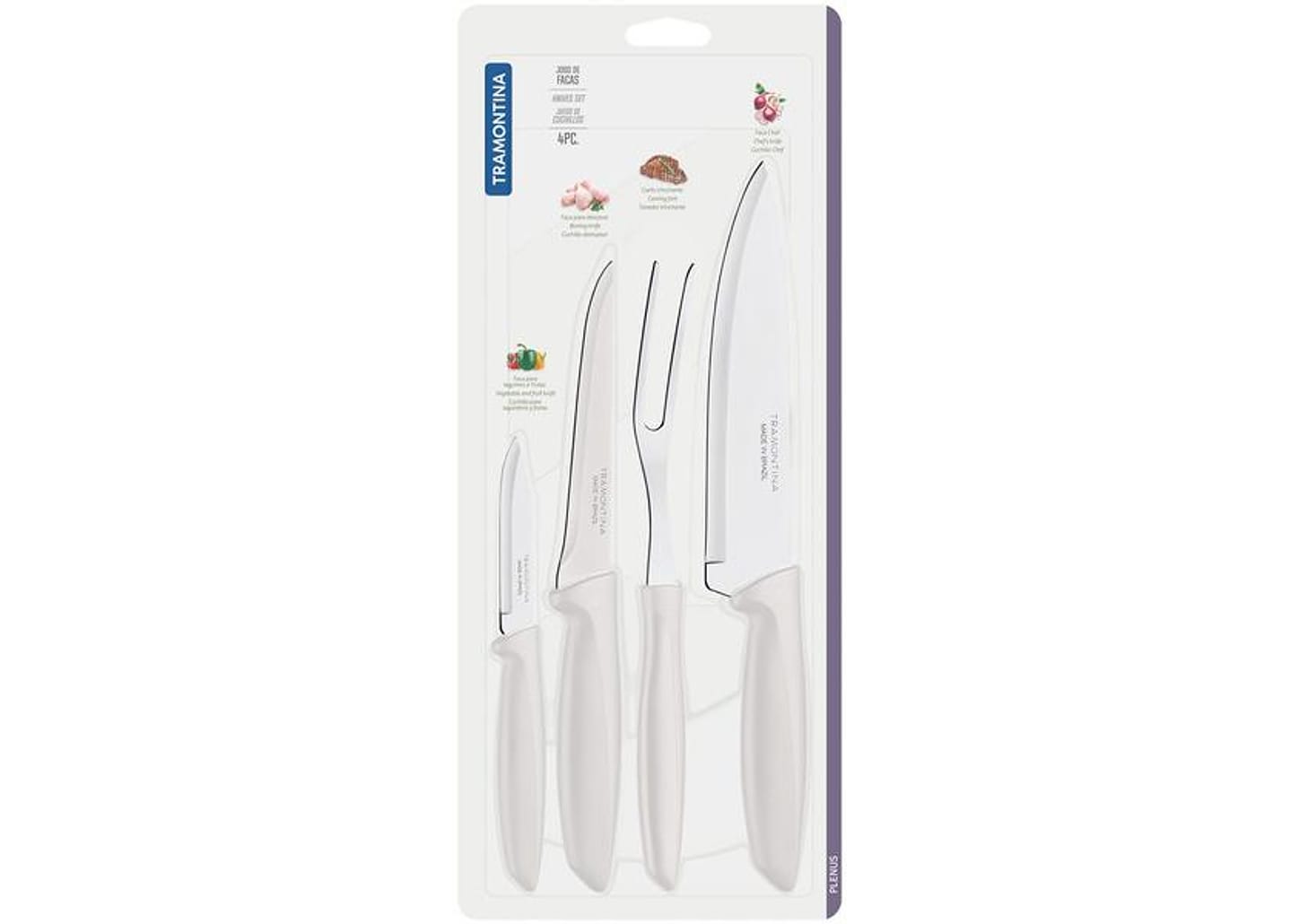 Jogo de Facas Tramontina Inox Plenus 4 Peças
