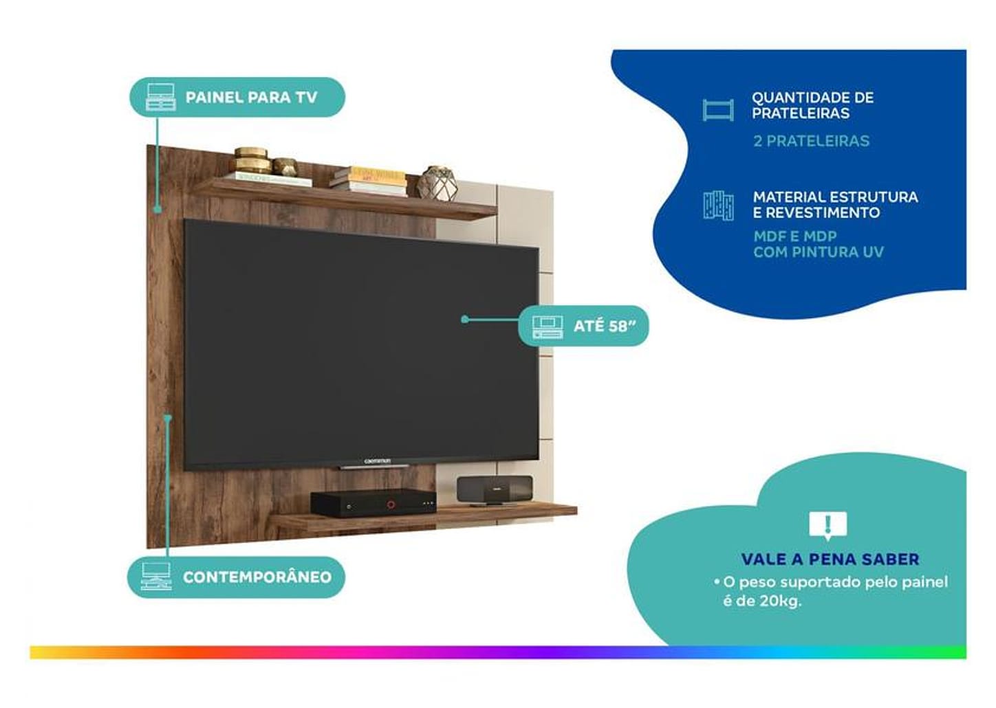 Painel para TV 58” Caemmun Cross