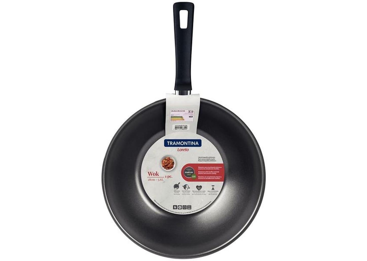 Frigideira Wok Antiaderente Tramontina de Alumínio Funda Loreto Grafite 28cm