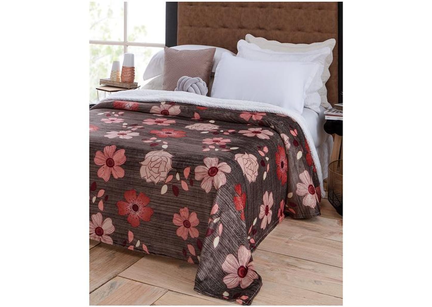 Cobertor Casal Jolitex de Microfibra Sherpa Abrantes Marrom